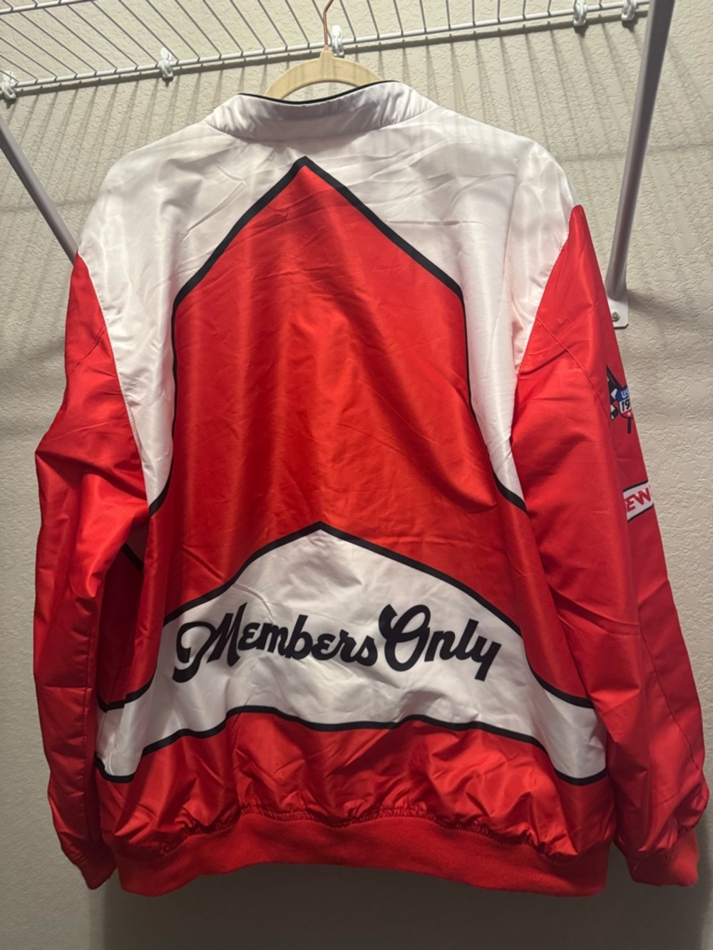 Members Only Red and White Racing-Style Zip Jacket - Picture 2 of 4